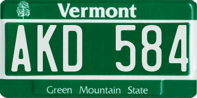 VT license plate AKD584