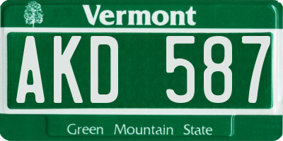 VT license plate AKD587