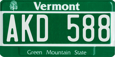 VT license plate AKD588