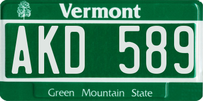 VT license plate AKD589