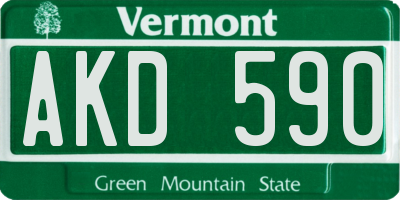 VT license plate AKD590