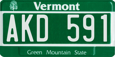 VT license plate AKD591