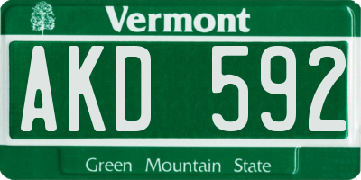 VT license plate AKD592