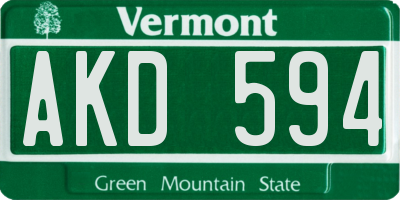 VT license plate AKD594