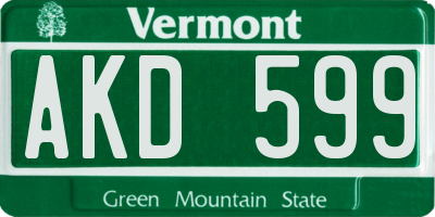 VT license plate AKD599