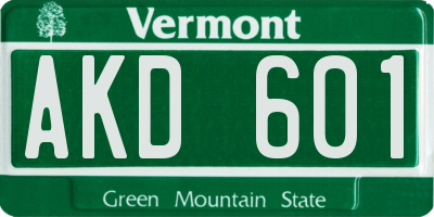 VT license plate AKD601