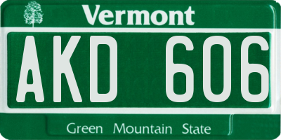 VT license plate AKD606