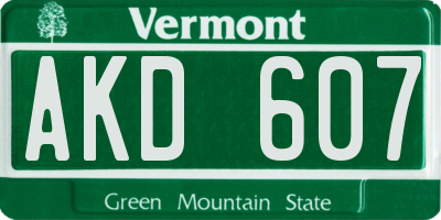 VT license plate AKD607