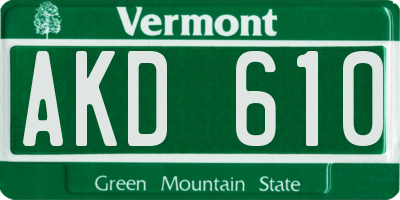 VT license plate AKD610