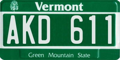 VT license plate AKD611