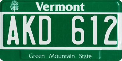 VT license plate AKD612