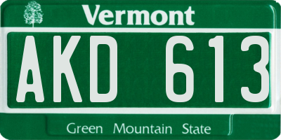 VT license plate AKD613