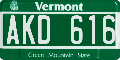 VT license plate AKD616
