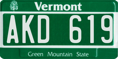 VT license plate AKD619