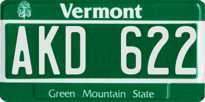 VT license plate AKD622