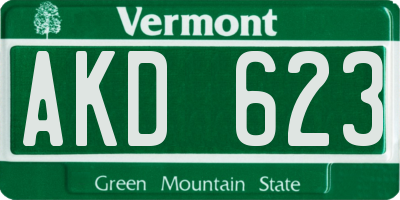 VT license plate AKD623