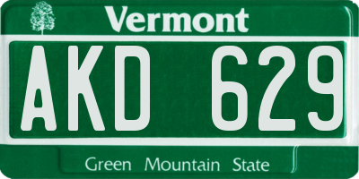 VT license plate AKD629