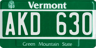 VT license plate AKD630