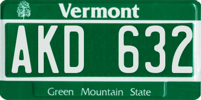 VT license plate AKD632
