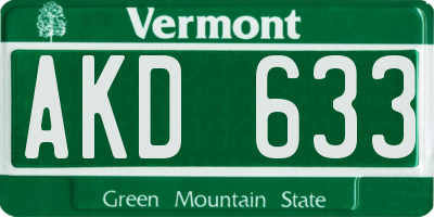 VT license plate AKD633