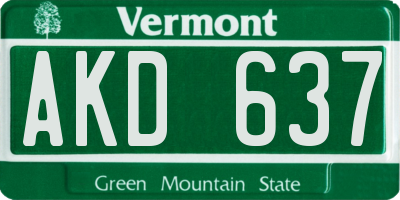 VT license plate AKD637