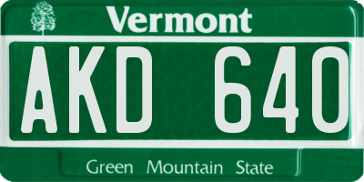 VT license plate AKD640