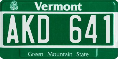 VT license plate AKD641