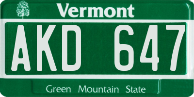 VT license plate AKD647