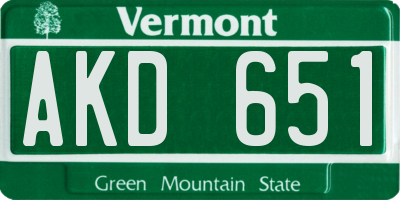 VT license plate AKD651