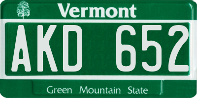VT license plate AKD652