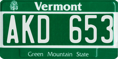 VT license plate AKD653