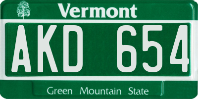 VT license plate AKD654