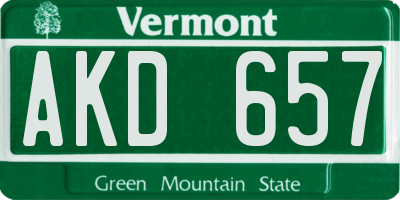 VT license plate AKD657