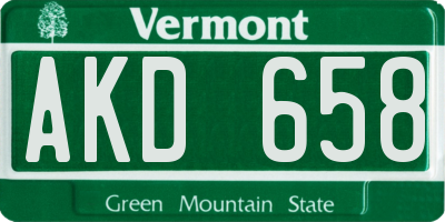 VT license plate AKD658