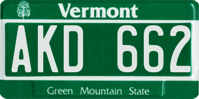 VT license plate AKD662