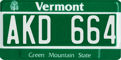 VT license plate AKD664