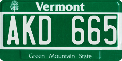 VT license plate AKD665