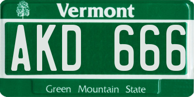 VT license plate AKD666