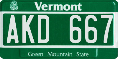 VT license plate AKD667