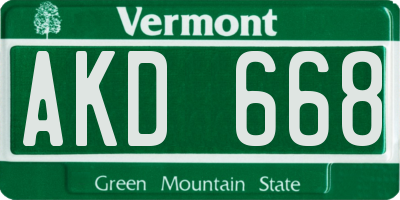 VT license plate AKD668