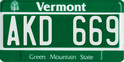 VT license plate AKD669
