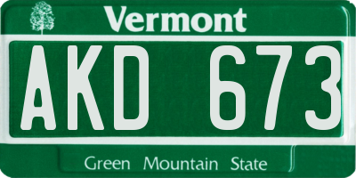 VT license plate AKD673