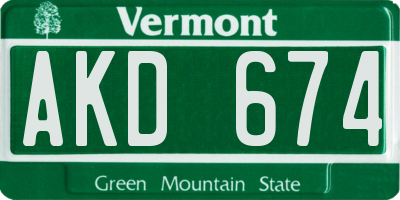 VT license plate AKD674