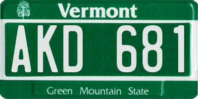 VT license plate AKD681