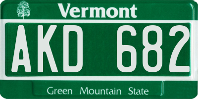 VT license plate AKD682