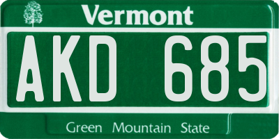 VT license plate AKD685