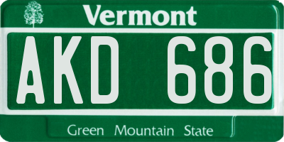 VT license plate AKD686