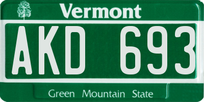 VT license plate AKD693