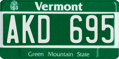 VT license plate AKD695