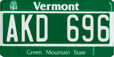 VT license plate AKD696